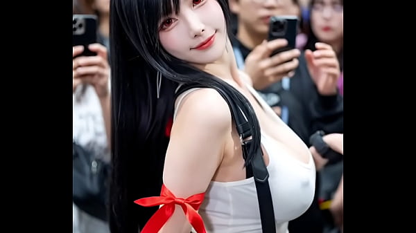 FF7のティ◯ァコスプレイベントでパフォーマンスがどんどん過激になってストリップ&公開オナニー【AI生成】