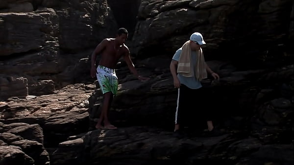 Big boobed beach goer double penetrated by two hung strangers