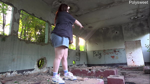 Dancing among the ruins and masturbating with a vibrator naked