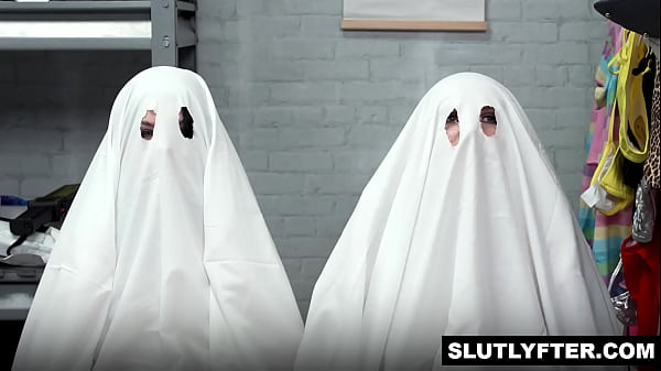 Lola Valentine and Juliana Marie in their slutty costumes inside officer Jasons office getting their pussies fucked