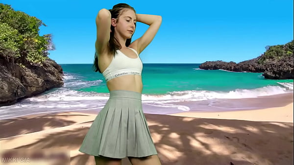 She’s dancing on the beach without panties