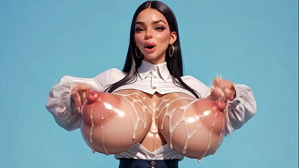 super hot AI latina secretary lets her cummed boobs bounce and jiggle