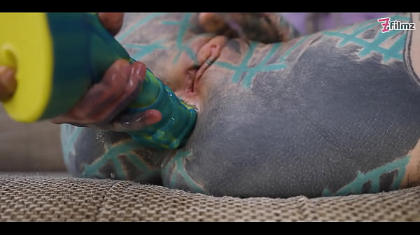 Anal loving Tattooed Hippie ANAL Fuck with Dildo and Real Big Dick