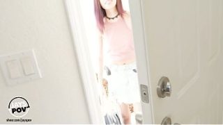 Beautiful Brunette Teen Newcomer Audrey Grace POV Casting Fuck