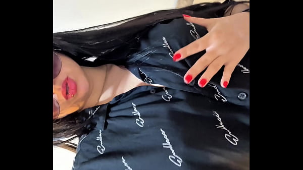 Beautiful college girl seduces you, pearls of her lingerie stuffed into her fat pussy