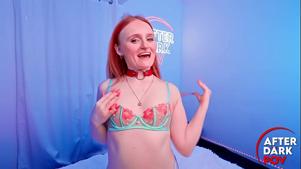British petite redhead Pixie Bell sucks and fucks a huge cock
