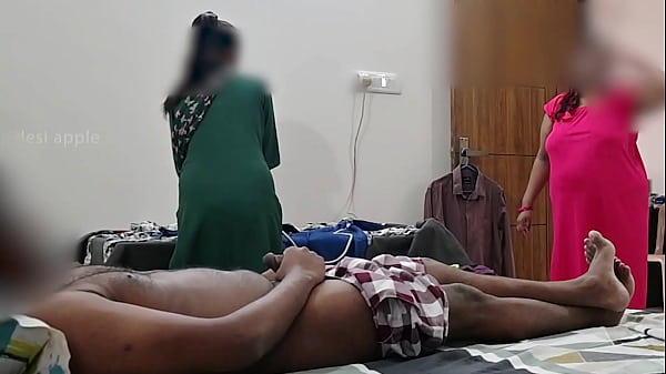 Dick flashing infront of two maids