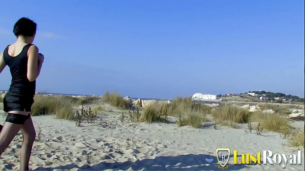 Heat on the beach with muscular boy and sexy brunette
