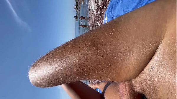 Risky Sex on a Public Beach Full Of People with creampie