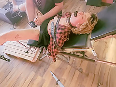 Blonde Teen Restrained On Medical Chair – Getting Finger Fucked And Clit Teased With Vibrator Until She Shivers And Screames In Panic And Pleasure