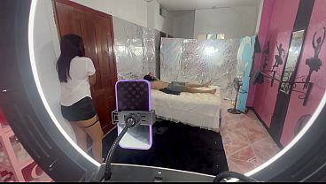 Disgusting fat guy with a small penis fucks two beautiful big-assed women