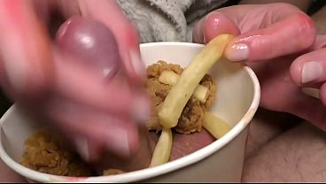Food Fetish Blow Job in Chicken and Fries and Eat this with Taste