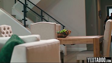 Horny husband fucks a tiny teen babysitter in front of MILF wife