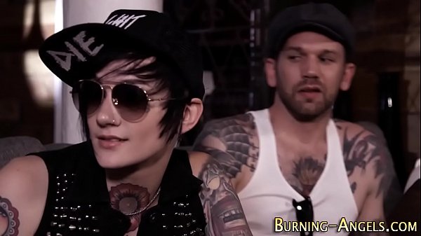 Tattooed emo cum sprayed