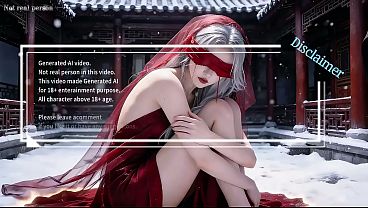 A Chinese classical beauty with skin as white as snow, dressed in red and with white hair. Blowjob, cum, first episode, Absolutely worth watching AI-generated