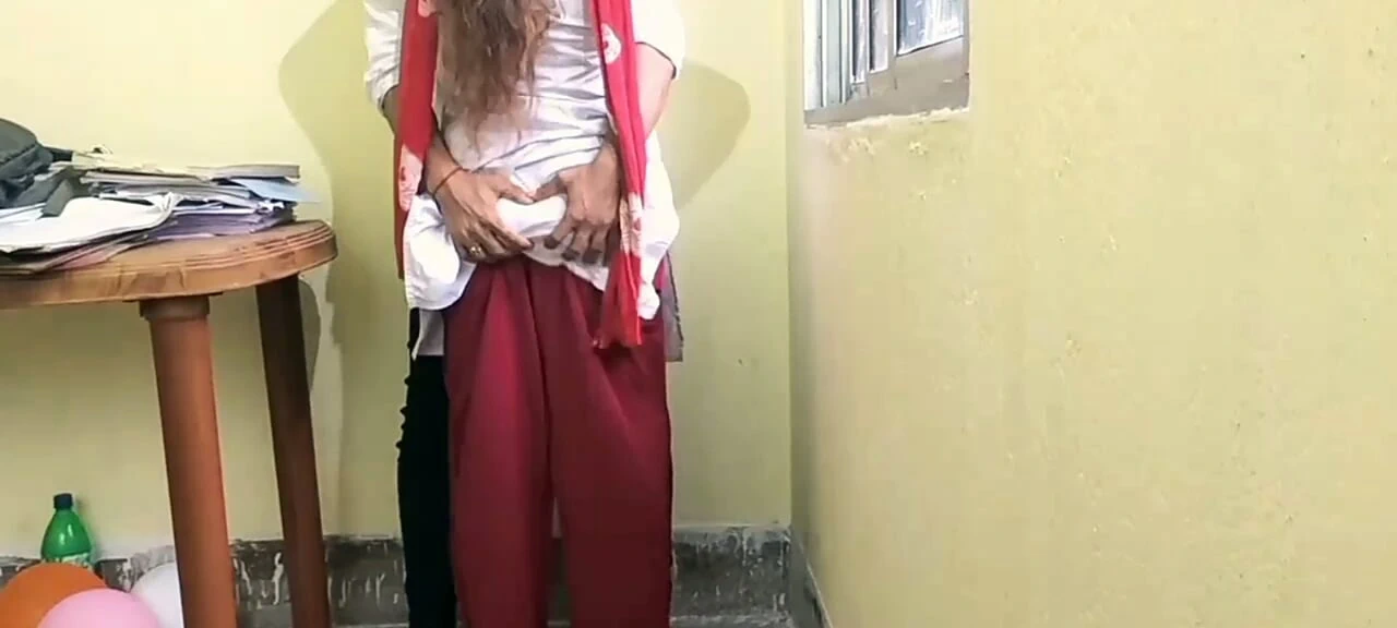 Boy girl in college store room