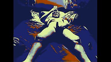 Erotic animation with a naked man in bed