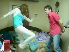 Multiple clothed russian girls ballbusting