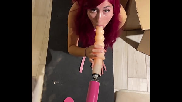 My Sex Machine fucks Deep Throat with Huge Dildo Teen Cat Girl, Sucking sex toy Hardcore Fetish Blowjob