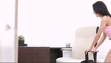 Skinny brunette babe gets anal fucked