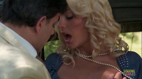 A blonde lady seduced him outdoors and rode his cock in her sexy lingerie