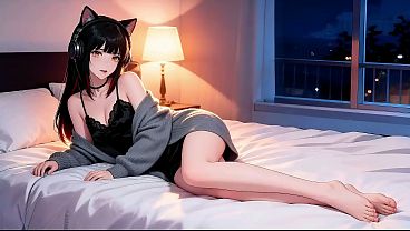 A sexy girl with black and red hair, performing an extremely difficult pose. Perfect oral sex, deep throat You must come and have a look! AI-generated