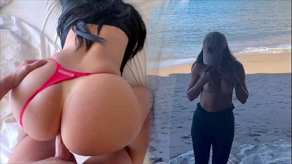 BEACH ADVENTURE: Perfect tits & big ass exposed in public and gets fucked after topless