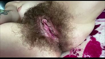 Double dripping wet orgasm hairy pussy big clit closeup