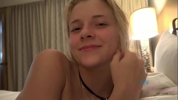 POV sex with super hot amateur blonde, fucking in hotel room and came on her pussy