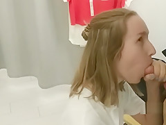 SHOPPING ENDED WITH RISKY BLOWJOB IN FITTING ROOM