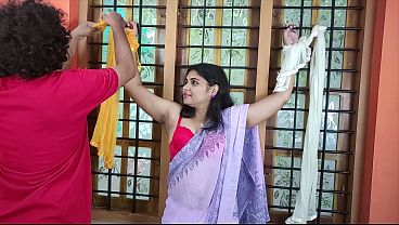 Stepsister Saree Removal and Hand Tied Blindfolded Bra Romance, Hot BDSM Love
