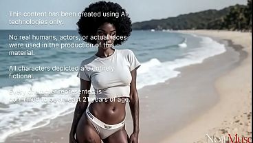 I pleased my stepdaughter trip to beach and my big white cock[AI]